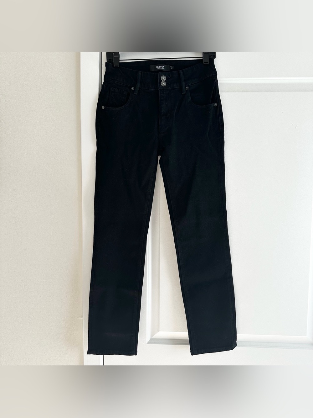 Hudson Straight Leg Flap Pocket Black Denim Jeans